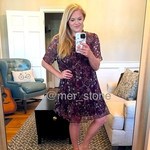 CeCe Floral Flounce Dress, Sz L